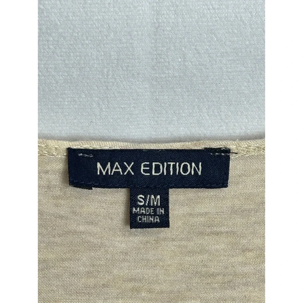 Max Edition Womens Striped Dolman Sleeve Poncho Top Oatmeal Orange S/M 5701F39